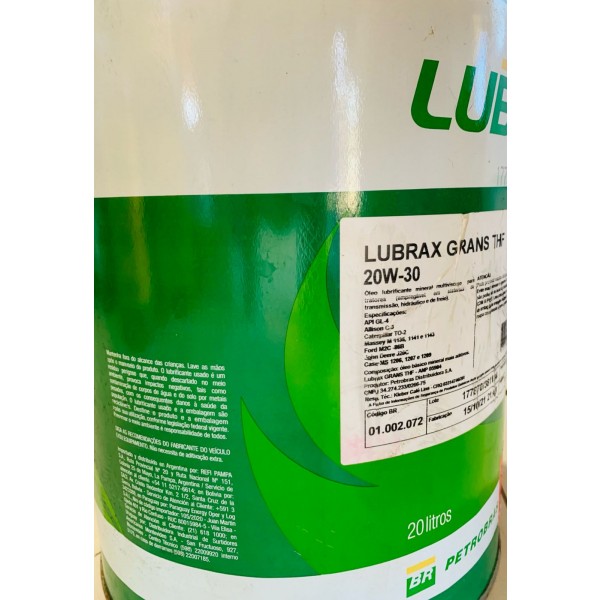 Lubrificante Lubrax Grans THF 20W-30 20 Litros