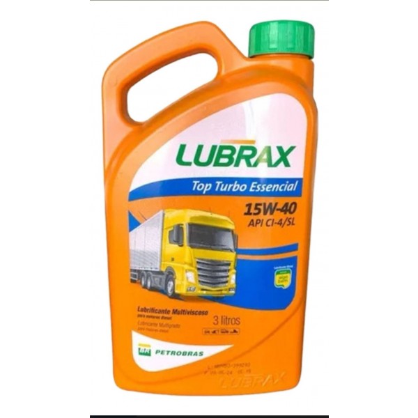 Óleo Lubrificante Lubrax Top Turbo Essencial 15W-40 API CI-4/SL 3L