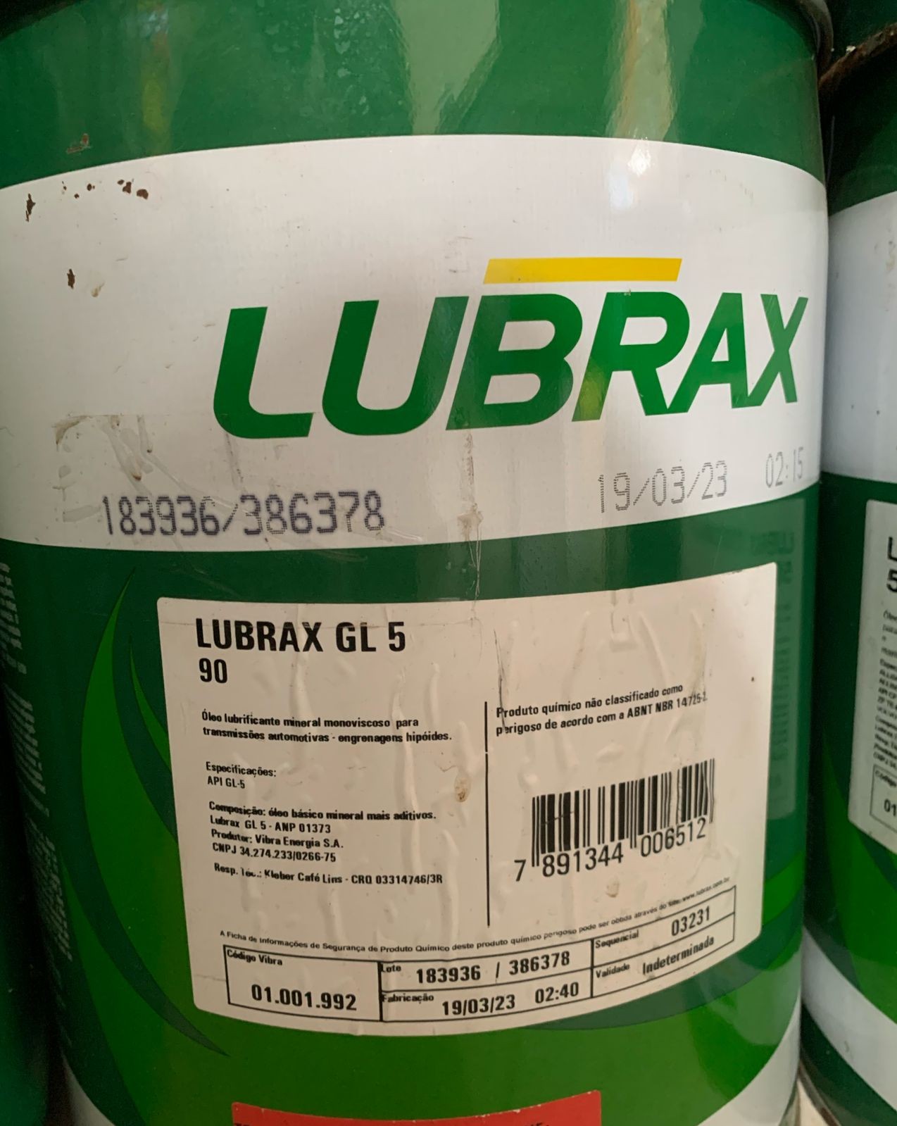 Lubrificante Lubrax GL 5 90